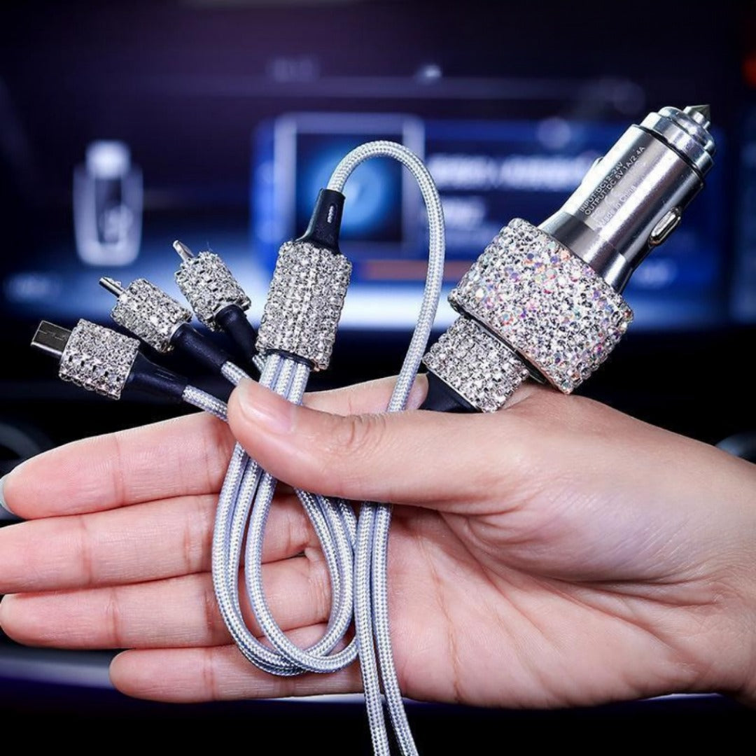 Car Rhinestone Charging Set