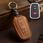 Carsine Toyota Camry Leather Car Key Cover 2,3,4 Button Brown / 3 Button-A