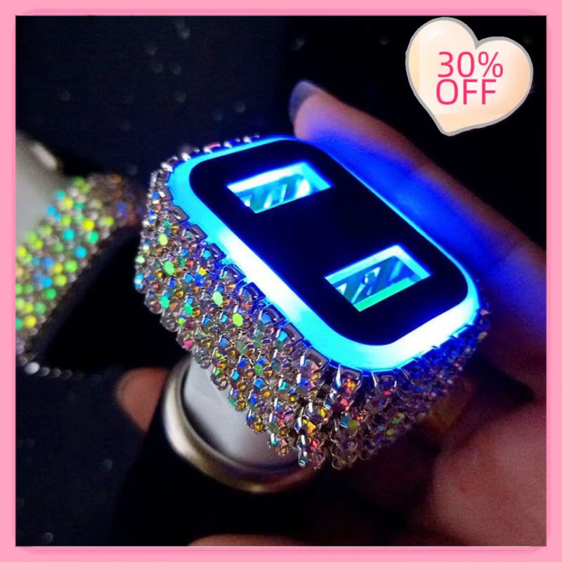 Rhinestone Car Charger Dual USB