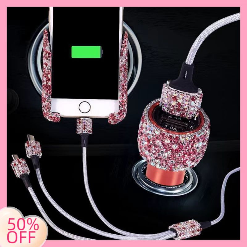 Car Rhinestone Charging Set