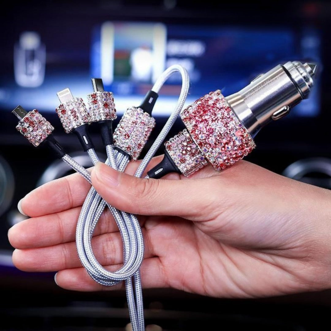 Car Rhinestone Charging Set