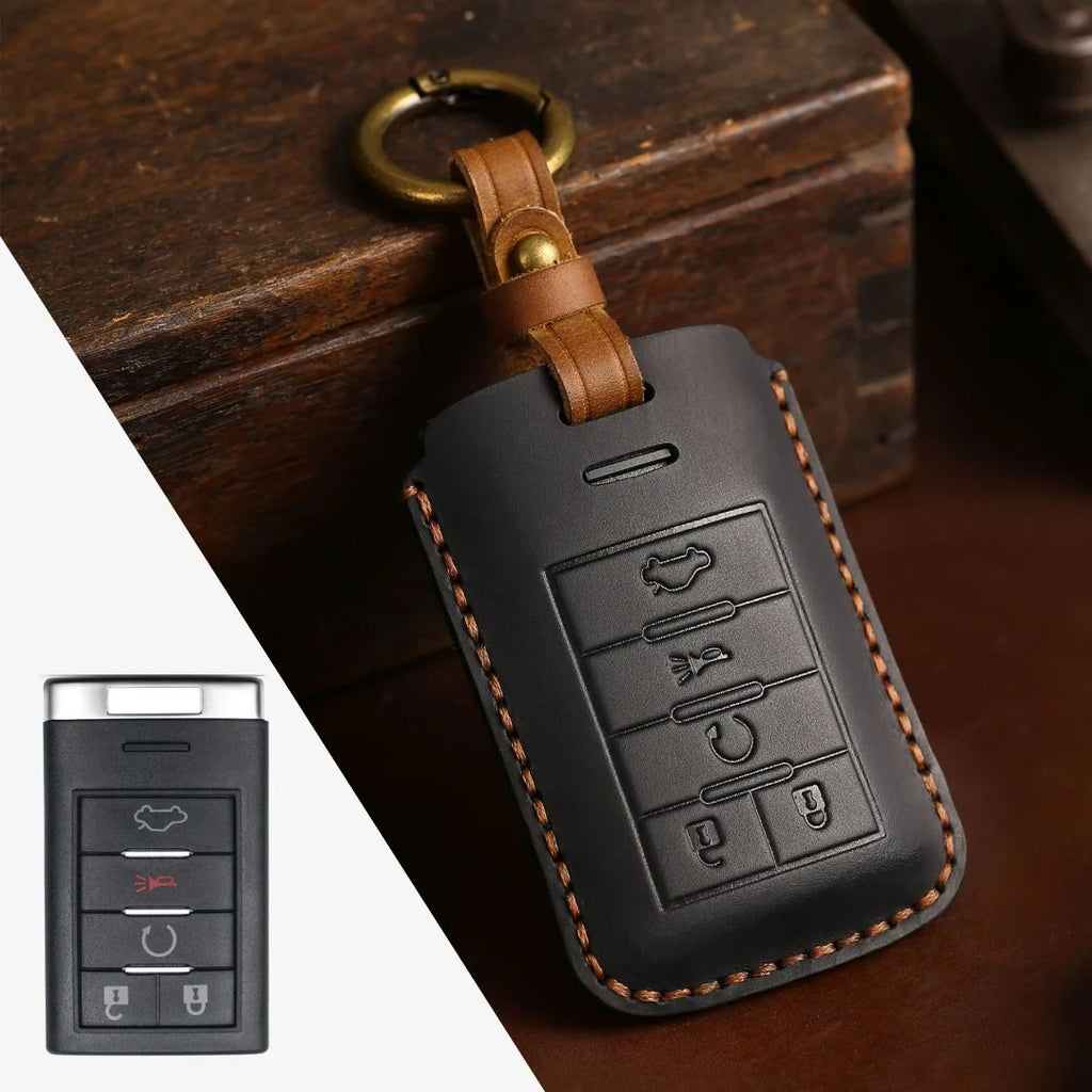 Cadillac Leather Key Cover - Premium Protector for All Models