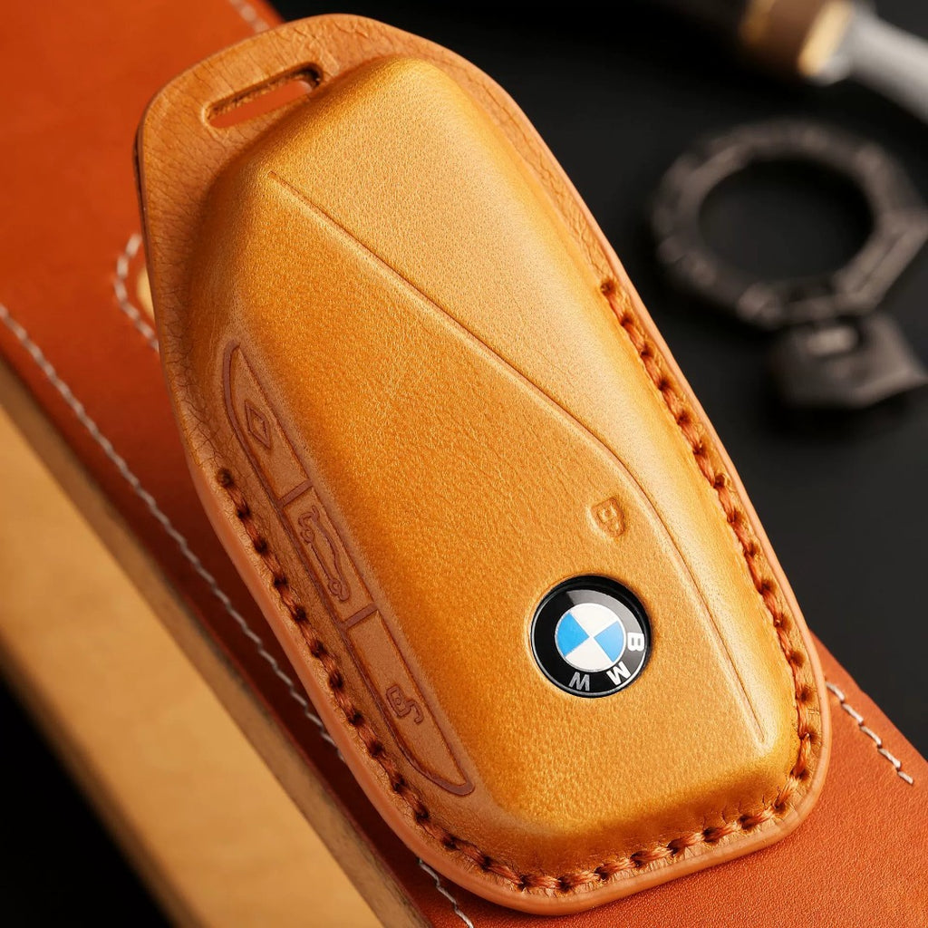Étui pour clé de voiture BMW en cuir véritable - Ajustement haut de gamme pour tous les modèles BMW