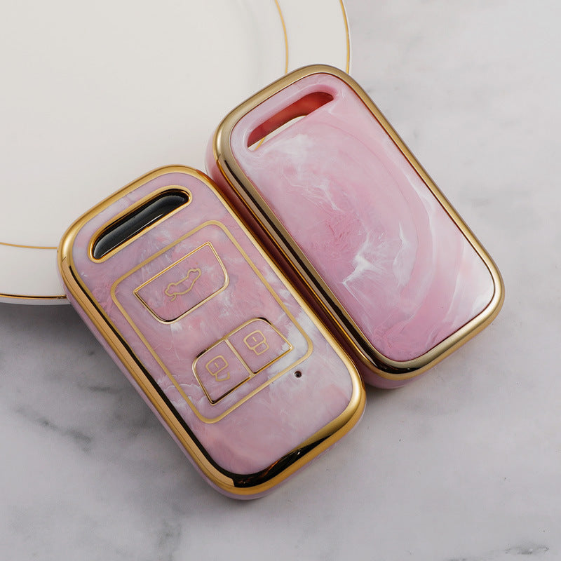 Carsine Chery Car Key Case Gold Inlaid With Jade Pink / Key case