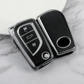 Carsine Toyota Scion Car Key Cover Silver Edge Black / Key case