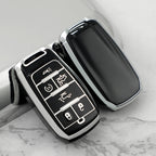 Carsine Jeep Dodge Chrysler Car Key Cover Silver Edge Black / Key case