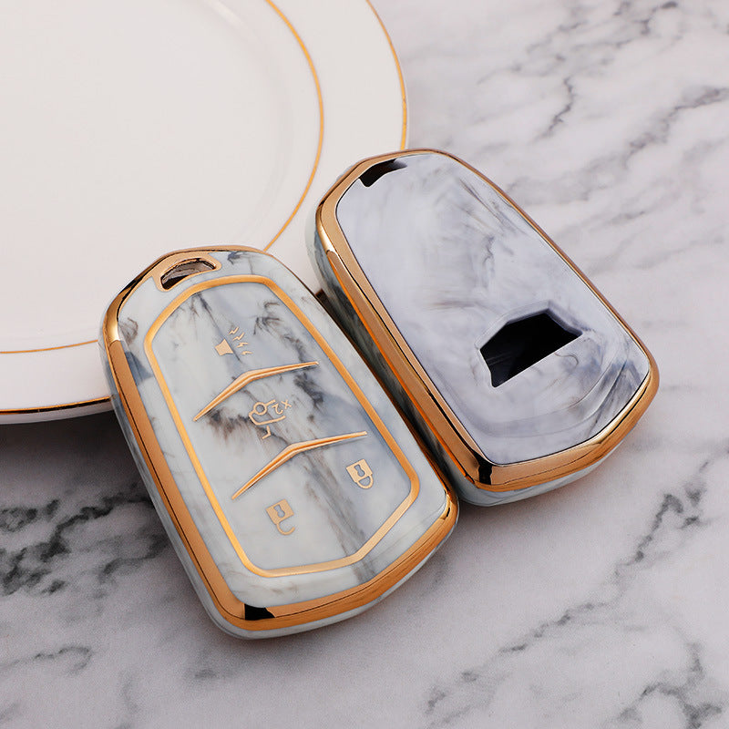 Carsine Cadillac Car Key Case Gold Inlaid With Jade Grey / Key case