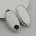 Carsine Nissan Car Key Cover Silver Edge White / Key case
