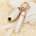 Carsine Nissan Car Key Case Golden Edge White / C / Key case + strap