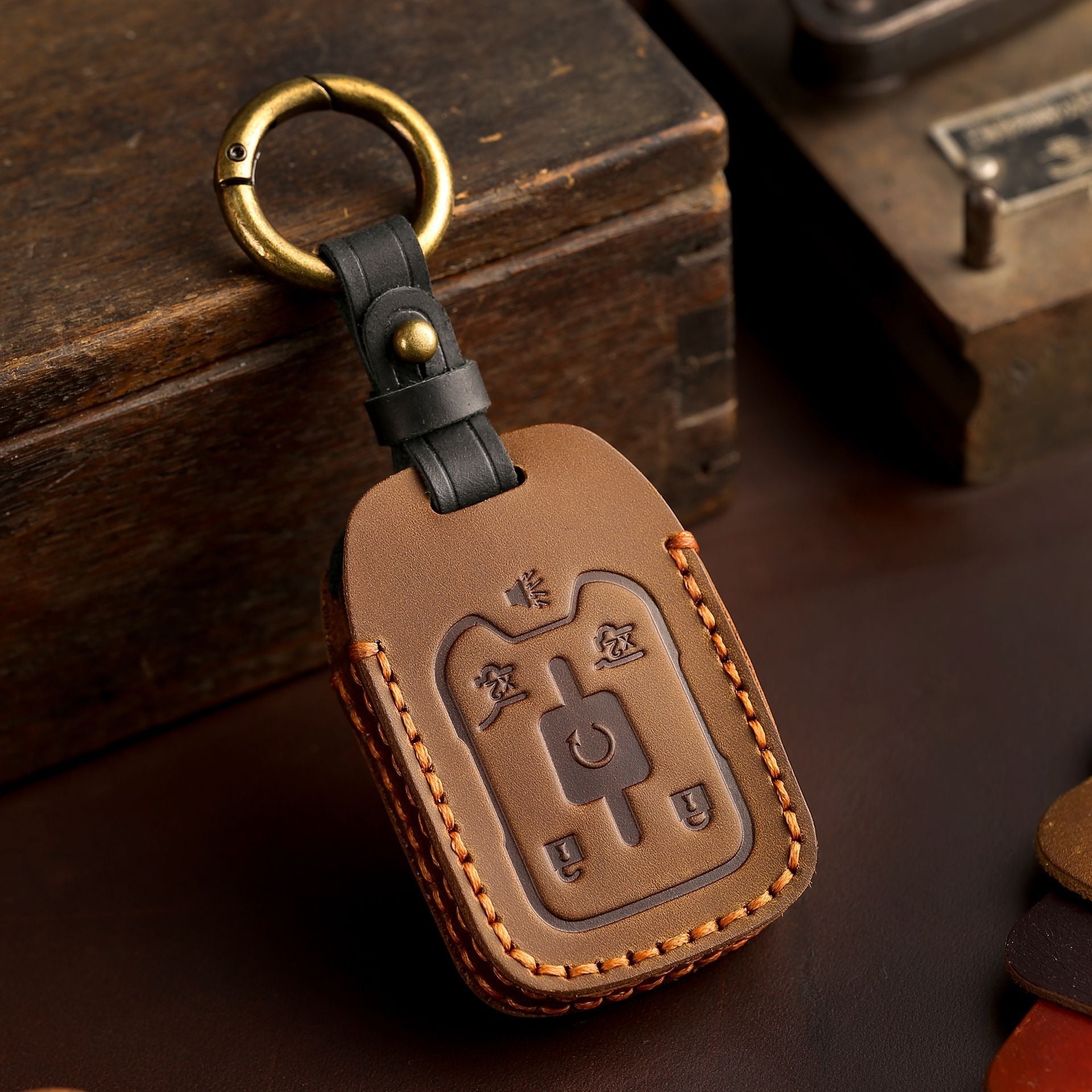 GMC Chevrolet Leder-Autoschlüsselhülle mit 4, 5 oder 6 Tasten