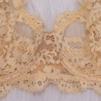 Goldene Spitzen-Strumpfhalter, geraffte, sexy Dessous, 2-teiliges Set