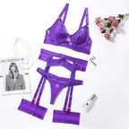 Carsine Purple sexy women's underwear garter straps G string Thong Purple / S