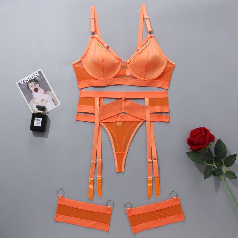 Orange sexy women's underwear garter straps G string Thong