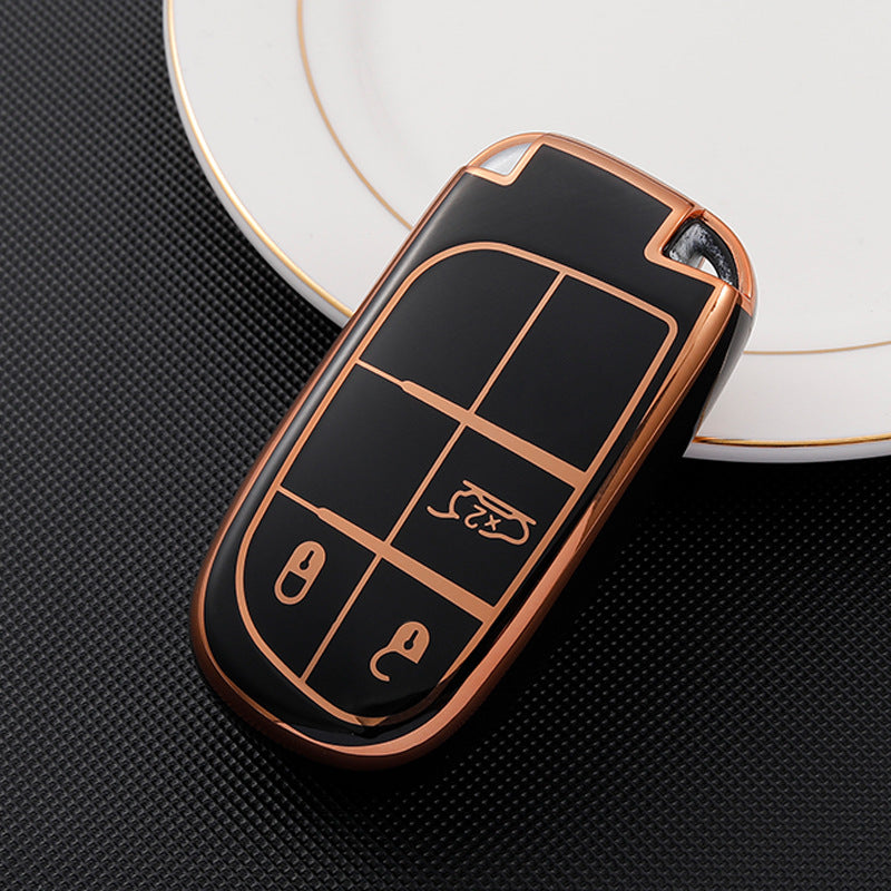 Carsine Jeep Dodge Chrysler Car Key Case Golden Edge