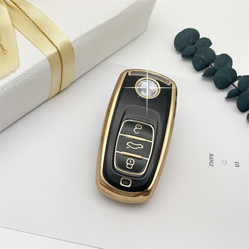 Carsine Volkswagen Car Key Case Golden Edge Black / Key case