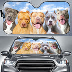 Carsine Pitbull Dog Family Car Sunshade